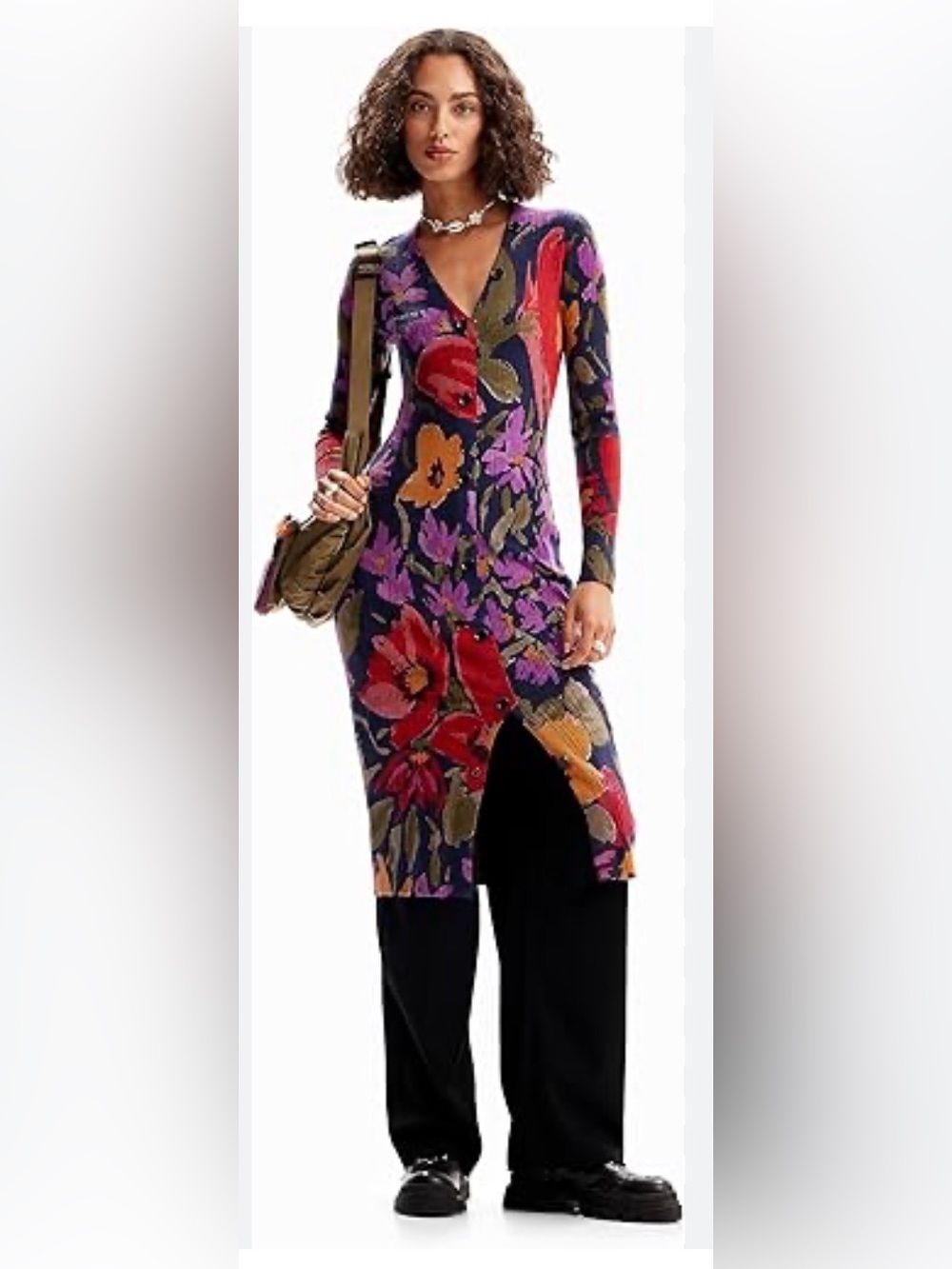 Desigual floral print knit midi dress size XS